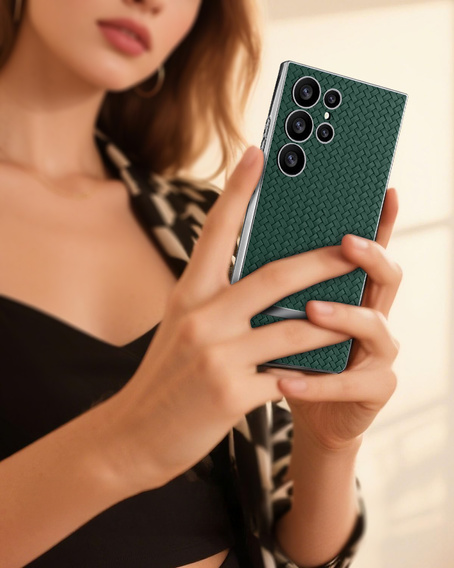 Чoхол до Samsung Galaxy S23 Ultra, GKK Woven Leather, зелений