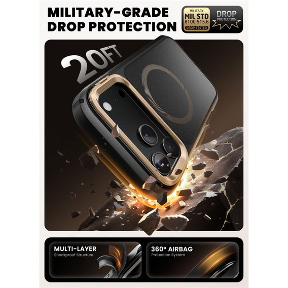 Чохол-сумка для iPhone 17 Pro Max, IBLSN Ares Fip Magsafe, Desert Gold