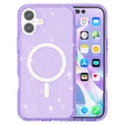 Чехол для iPhone 17, для MagSafe, глиттер, полупрозрачный фиолетовый