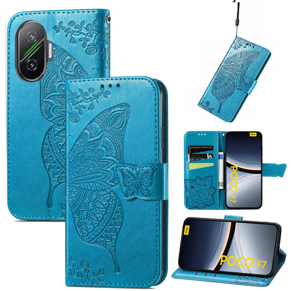 Чохол-книжка для Xiaomi Poco F7, Butterfly, м'яти