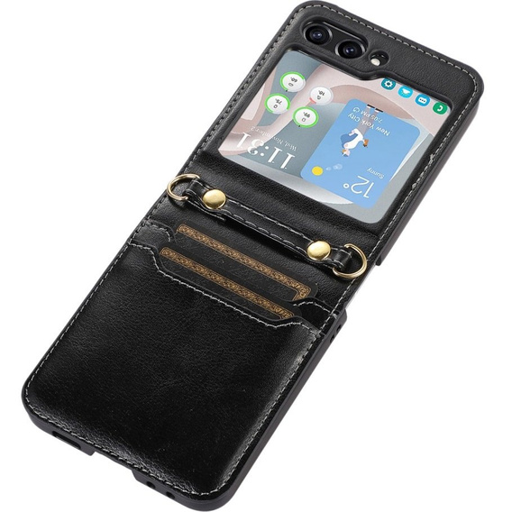 Шкіряний чохол для Samsung Galaxy Z Flip 5 5G, чорний