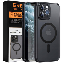 Чохол для iPhone 11 Pro, для MagSafe, ERBORD Matt Case, чорний + захисне скло
