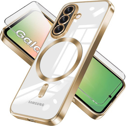 Чохол для Samsung Galaxy A56, Electro MagSafe, золотий + Скло на екран
