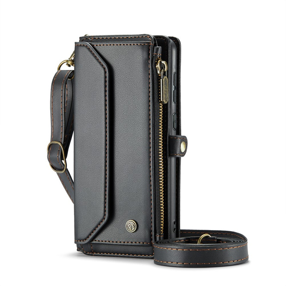 Чохол CASEME для Samsung Galaxy S24 FE, RFID Leather Wallet з плечовим ременем, чорний