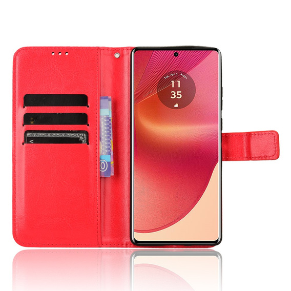 Футляр з клапаном для Motorola Edge 50 Fusion 5G, Crazy Horse Wallet, червоний