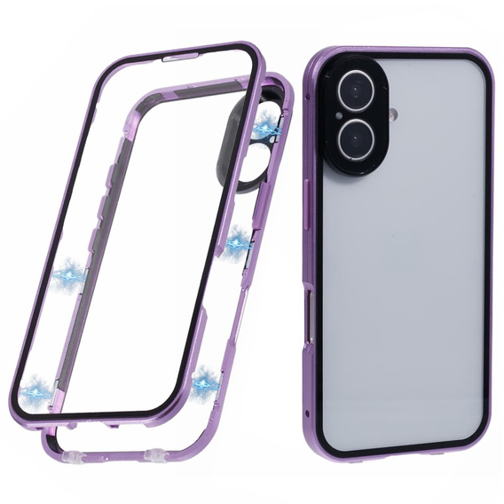 Чохол для iPhone 16, Magnetic Dual Glass, фіолетовий