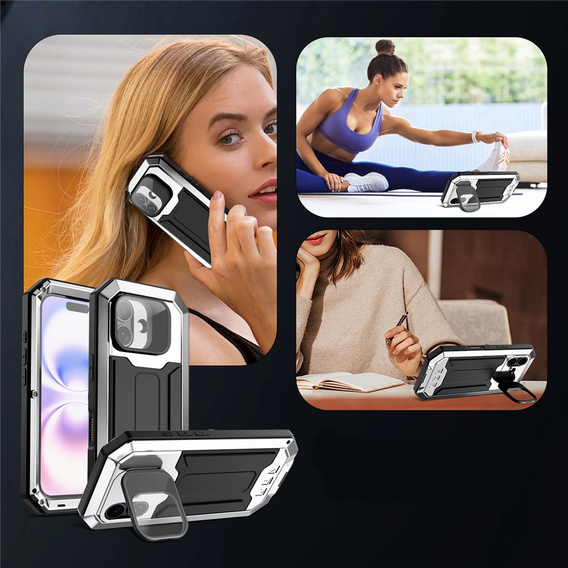 Броньований чохол R-JUST з захистом екрану та підставкою для iPhone 17