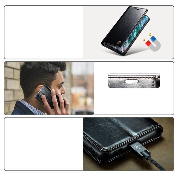 Флип-кейс CASEME для Samsung Galaxy S21 FE, Waxy Textured, чёрный