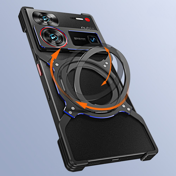 Чехол для ZTE nubia Z60 Ultra, Kickstand Bumper, с крышкой объектива, для MagSafe, чёрный / красный
