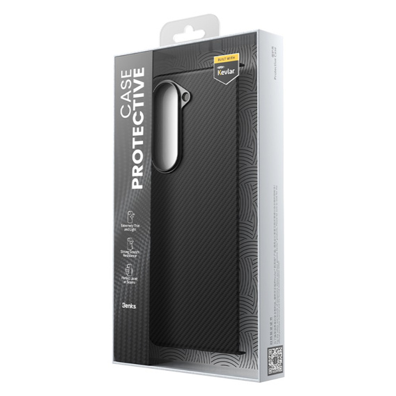 Чехол BENKS Kevlar для Samsung Galaxy Z Fold5 5G, для MagSafe, Carbon Fiber, чёрный