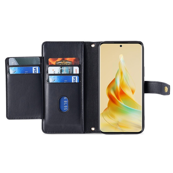 Откидной чехол для Oppo A78 4G, Wallet Zipper Pocket, чёрный