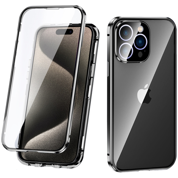 Чехол для iPhone 15 Pro, Magnetic Dual Glass, чёрный
