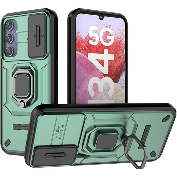 Чохол для Samsung Galaxy M34, KickStand Camera Lens, зелений