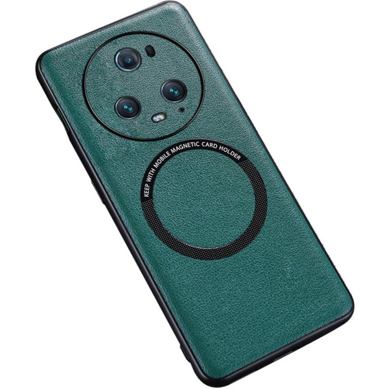 Чехол до Honor Magic 5 Pro, Leather Hybrid MagSafe, зелёный