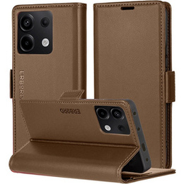 Чохол для Xiaomi Redmi Note 13 5G, ERBORD Glossy Litchi, гаманець з клапаном, коричневий