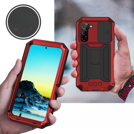 Бронированный чехол для Samsung Galaxy S22, R-JUST CamShield Slide, красный