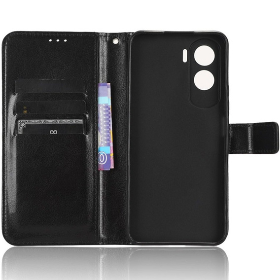 Откидной чехол для Honor 90 Lite 5G, Crazy Horse Wallet, чёрный