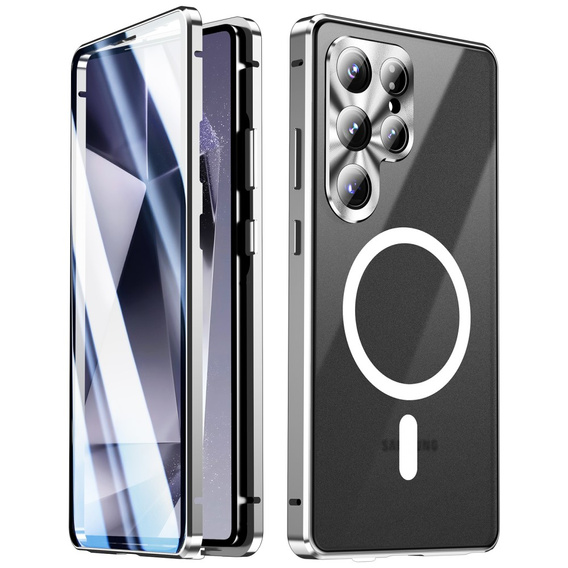 Магнітний чохол Dual Glass MagSafe для Samsung Galaxy S25 Ultra, сріблястий