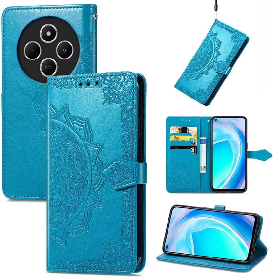 Откидной чехол для Xiaomi Redmi 14C / Xiaomi Poco C75, Mandala, синий
