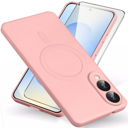 Чехол для Samsung Galaxy S25 Edge, Silicone Lite, розовый + 9H стекло