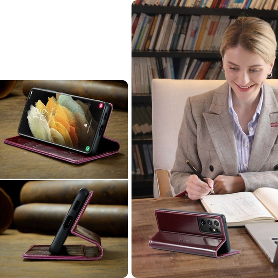 Флип-кейс CASEME для Samsung Galaxy S21 Ultra 5G, Waxy Textured, красный