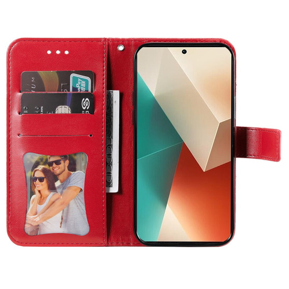 Откидной чехол для Xiaomi Redmi Note 13 5G, Mandala, красный