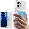 Чехол для iPhone 16 Plus, Card Holder Kickstand, прозрачный
