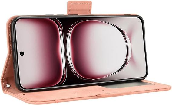 Футляр з клапаном для Oppo Reno 12 Pro, Card Slot, рожевий