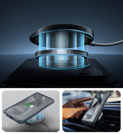 Бронированный чехол для Samsung Galaxy S25 Ultra, Dexnor CamProtect MagSafe, синий (Две рамки)