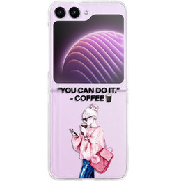 Чехол для Samsung Galaxy Z Flip 5 5G, жесткий корпус, Женщина с кофе