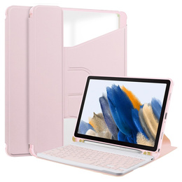Чехол клавиатура для Samsung Galaxy Tab A9+, Rotary 360° Leather, розовый rose gold