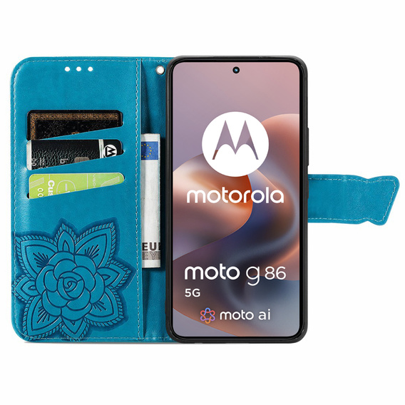 Чохол-книжка для Motorola Moto G86 5G, Butterfly, м'яти