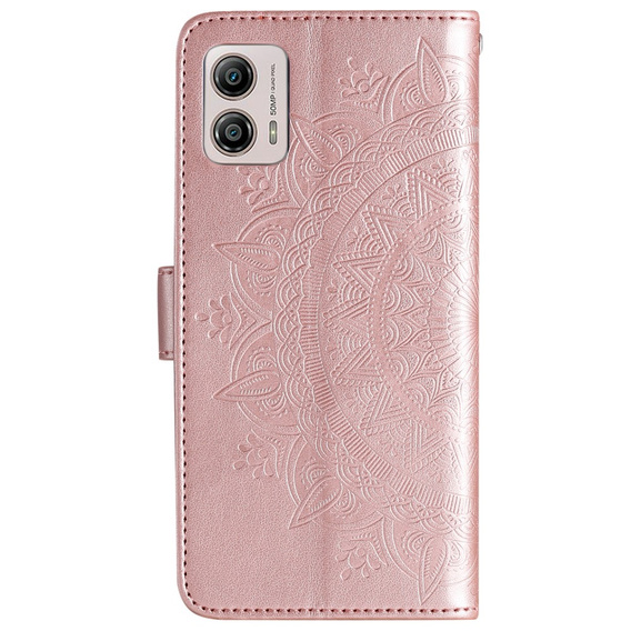Откидной чехол для Motorola Moto G53 5G, Mandala Flower, розовый rose gold
