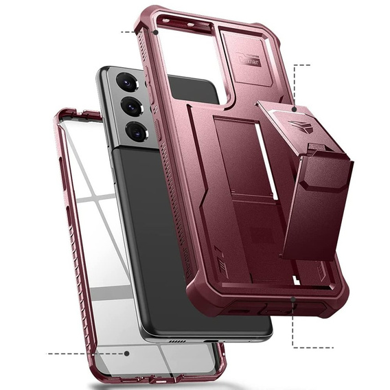 Бронированный чехол для Samsung Galaxy S21 Ultra, Dexnor Full Body, красный