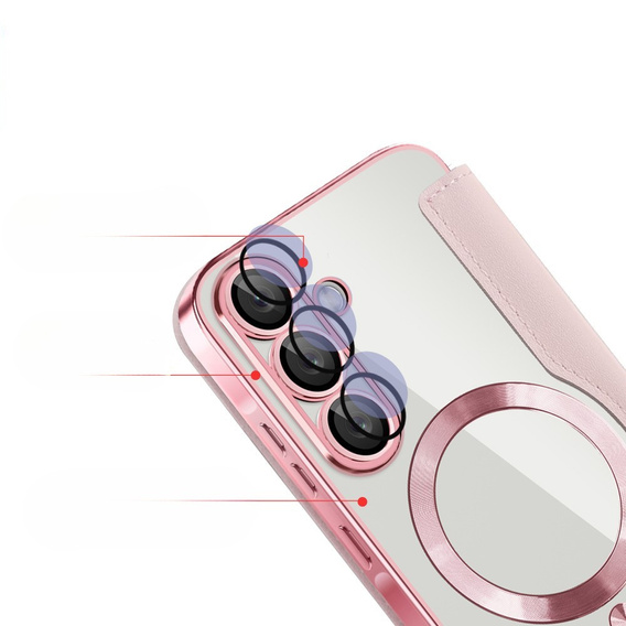 Откидной чехол для Samsung Galaxy A56, RFID Wallet MagSafe CamShield, розовый