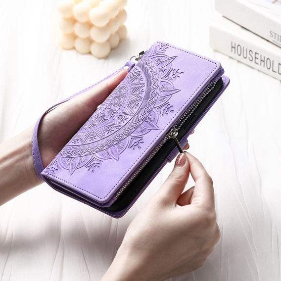 Откидной чехол для Xiaomi Redmi Note 13 Pro 4G / Xiaomi Redmi Note 14S / Xiaomi Poco M6 Pro 4G, Mandala, фиолетовый