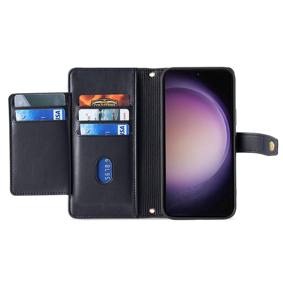 Откидной чехол для Samsung Galaxy S23, Wallet Zipper Pocket, чёрный