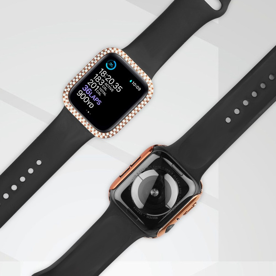2в1 чехол и защитное стекло для часов Apple Watch 4/5/6/SE 44mm, Pink 