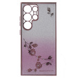 Чохол для Samsung Galaxy S24 Ultra, Glitter Flower, рожевий rose gold