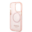 Чoхол GUESS до iPhone 14 Pro, Gold Outline Translucent MagSafe, рожевий