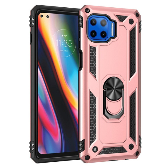 Броньований Чoхол до Motorola Moto G 5G Plus, Nox Case Ring, рожевий rose gold