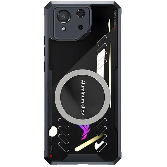 Чехол для ASUS ROG Phone 8 Pro, с магнитной пластиной, прозрачный / черный