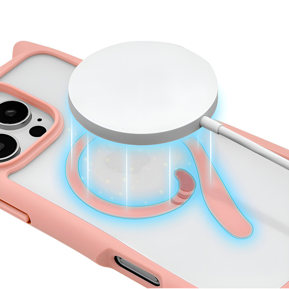 Чохол для iPhone 16 Pro Max, для MagSafe, Cute Cat, рожевий + захисне скло