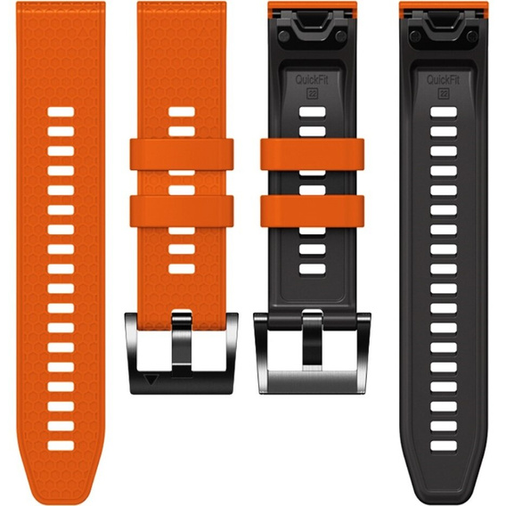 Силиконовый ремешок для Garmin Fenix 7 / Forerunner 965 / 955 / 945 / 935, оранжевая / черный 
