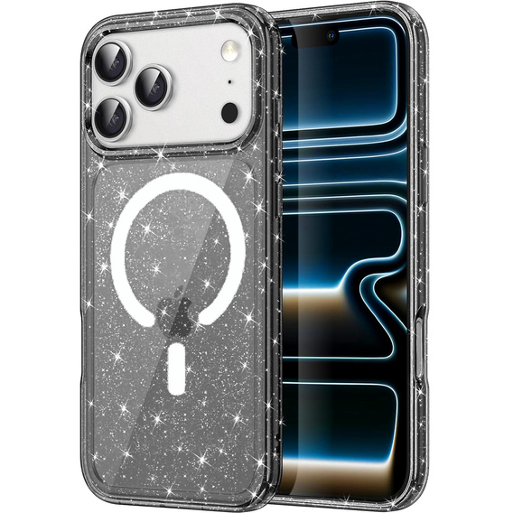 Чохол для iPhone 17 Pro Max, для MagSafe, блиск - напівпрозорий чорний