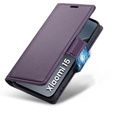 Чехол для Xiaomi 15, ERBORD Glossy Litchi, кошелек с клапаном, фиолетовый