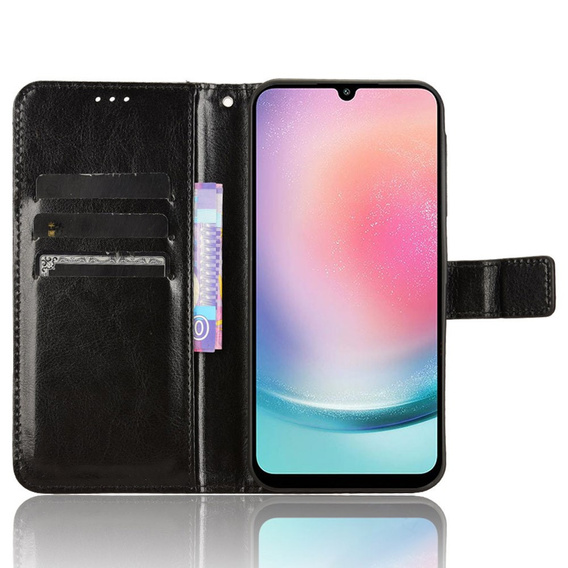 Откидной чехол для Samsung Galaxy M55 5G, Crazy Horse Wallet, чёрный