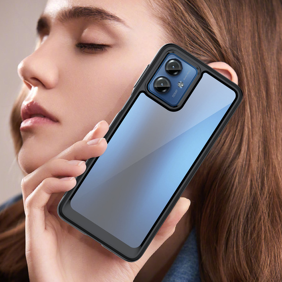 Чехол до Motorola Moto G14, Fusion Hybrid, прозрачный / черный