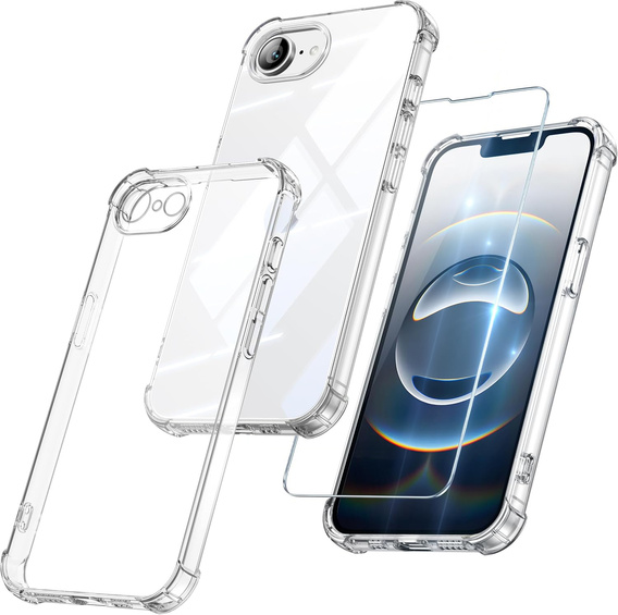 Чохол для iPhone 16E, Erbord Dropproof, прозорий + скло