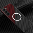 Чехол до Samsung Galaxy S23, Magsafe Slim Carbon, чёрный / красный